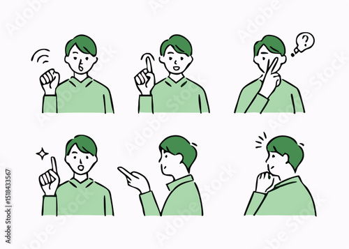 Gesture pose set for men's and women in plain clothes.  Different People Poses Set Vector Illustration. 
