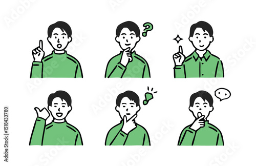 Gesture pose set for men's and women in plain clothes.  Different People Poses Set Vector Illustration. 