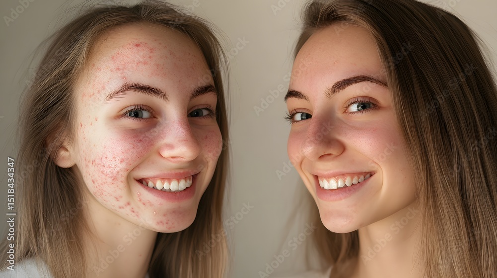 Acne treatment before and after skincare routine for clear skin and healthy glow natural beauty result Acne treatment before and after skincare routine for clear skin and healthy glow natural beauty result