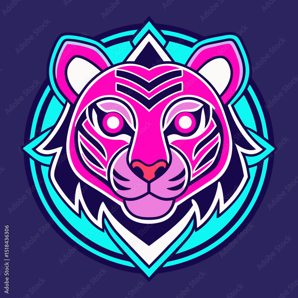 Obraz premium Futuristic Tiger with Neon Accents vector illustration