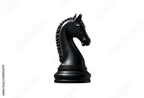 Black chess knight piece in geometric vector design with long shadows.
