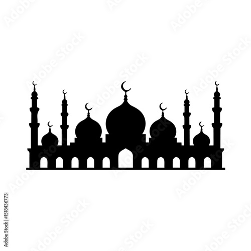 taj mahal silhouette, mosque silhouette background decoration