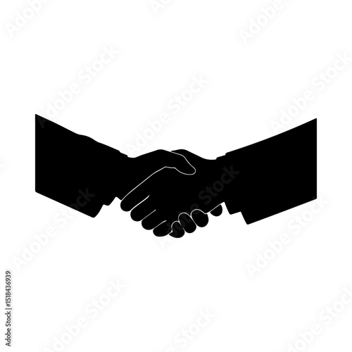 Hands shake silhouette icon vector flat design on white background