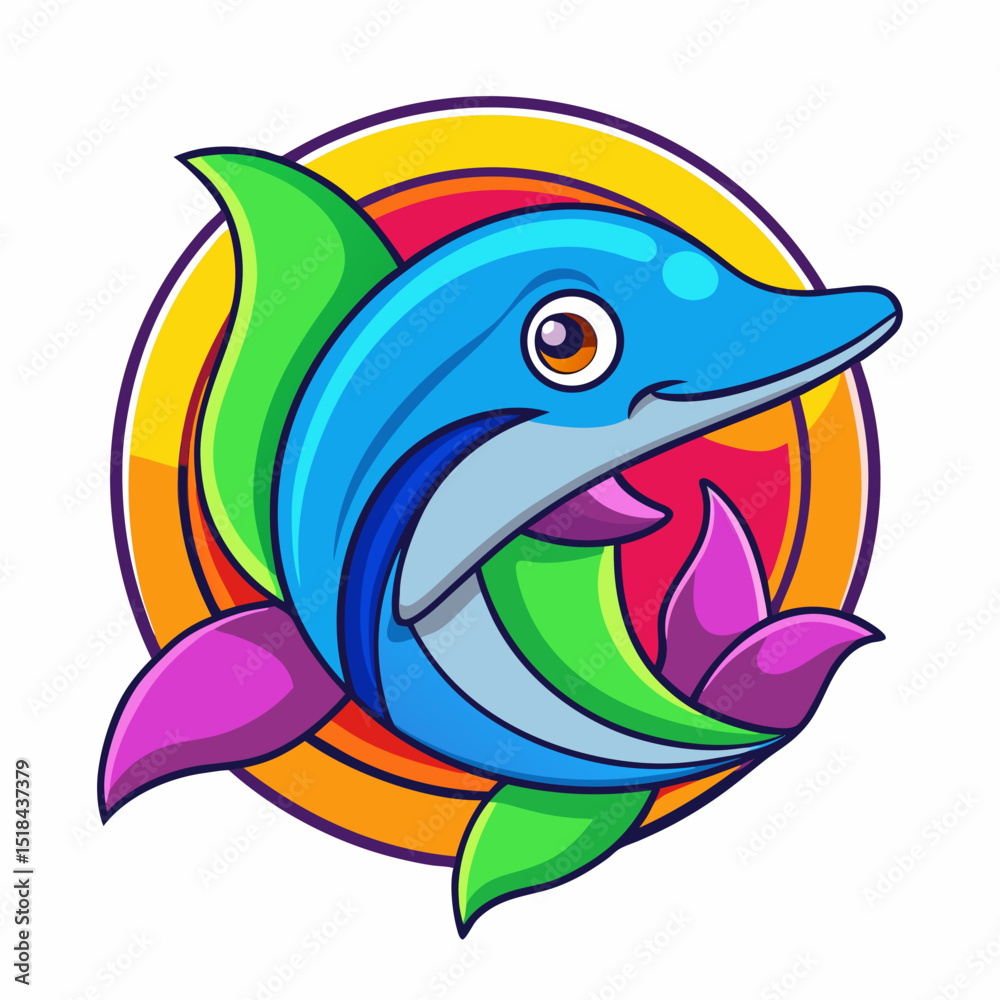 Naklejka premium Colorful Dolphin Logo Dynamic Shapes vector illustration