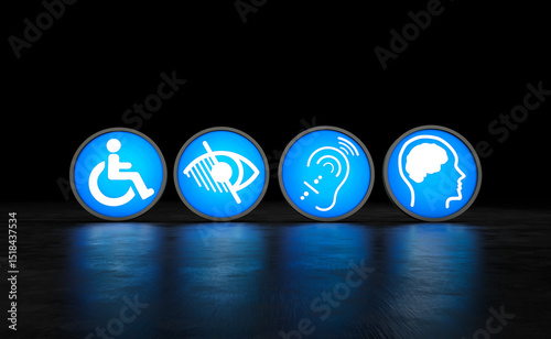 Disabled, Disability Signs, Icons are Visual Presentation. 