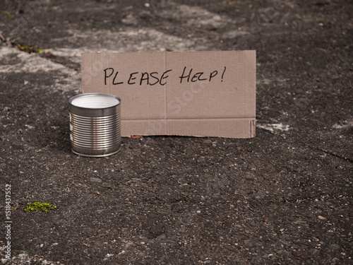 Please help sign with tin can for money donations