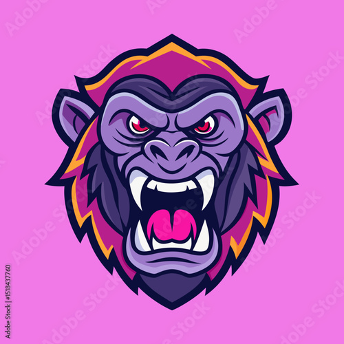 Intense brutal gorilla head sketch vector illustration