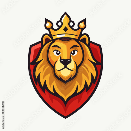 King lion with royal crown vector illustration