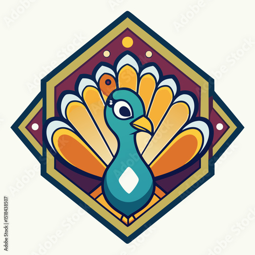 Peacock luxurious jewel tones vector illustration