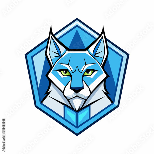 Polygonal lynx icy blues whites vector illustration