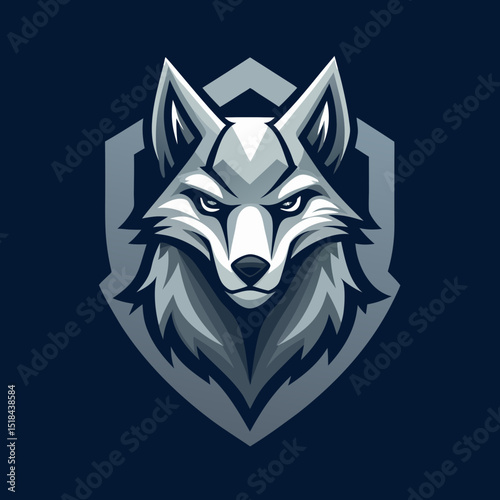 Stylized wolf subtle shading monochrome vector illustration