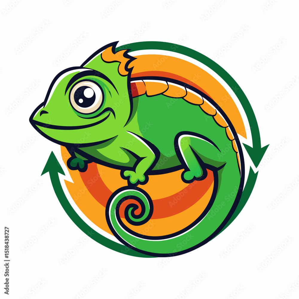Fototapeta premium Chameleon changing colors effect vector illustration