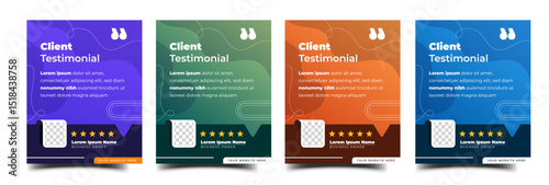 Client review, testimonial, and quote social media post template design collection