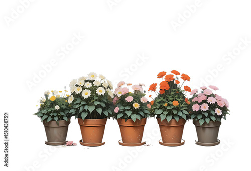 Oil-painted  flower pots , vintage countryside feel.

