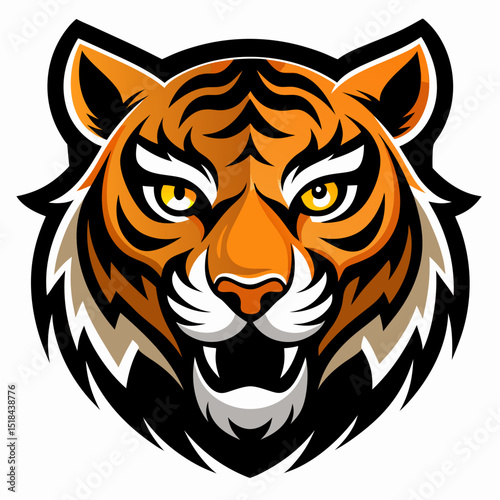Dominant tiger face intense eyes vector illustration