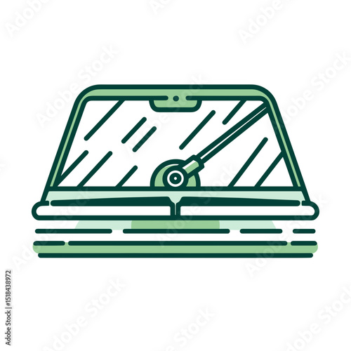 Car windshield wiper mechanism in a simple line drawing style  on a transparent background