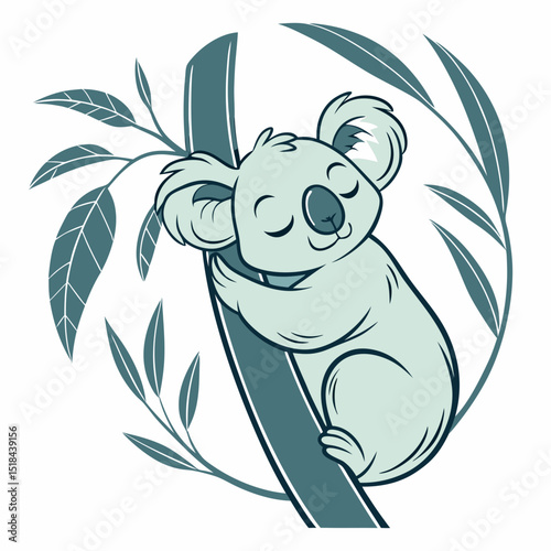 Stylized koala eco brand soft greens vector illustration