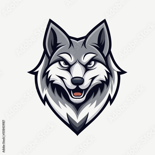 Stylized wolf subtle shading monochrome vector illustration
