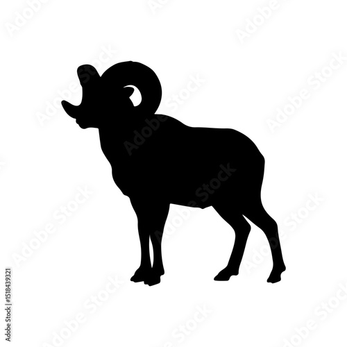 Bighorn sheep silhouette icon vector flat design on white background