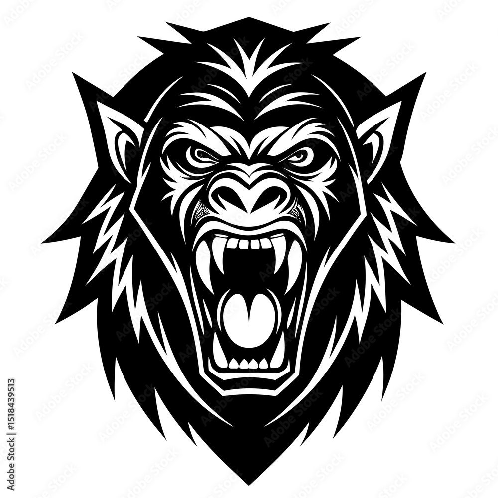 Fototapeta premium Intense brutal gorilla head sketch vector illustration