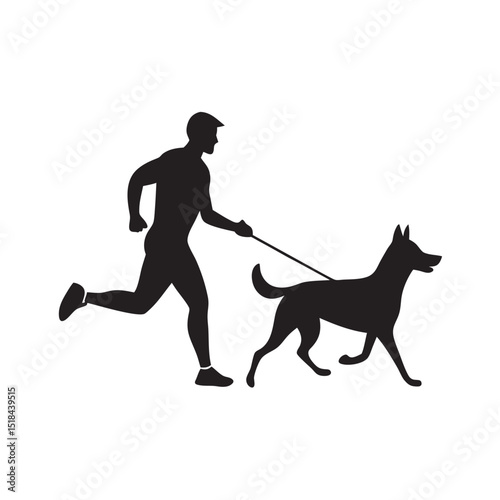 Man Running With Dog Companion Silhouette