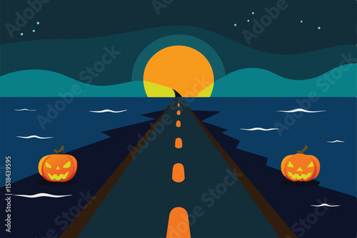 halloween background with pumpkin and bats