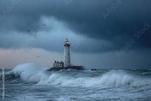 Fototapeta Naklejka Na Ścianę i Meble -  Lighthouse - Storm at Sea