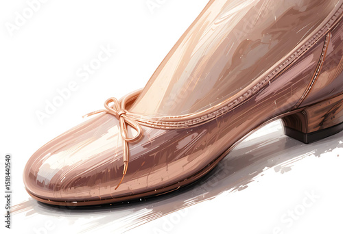 PNG vector of a ballerina shoe with satin highlights and oil paint brush texture.
