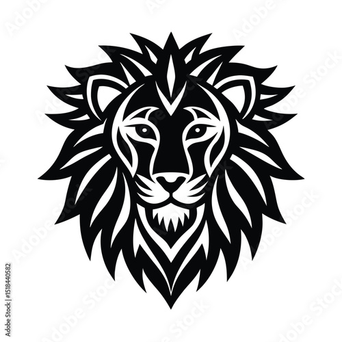 Royal tribal lion head vector silhouette art