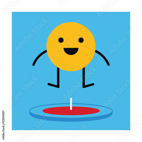 Emoticon Jumping on a Trampoline