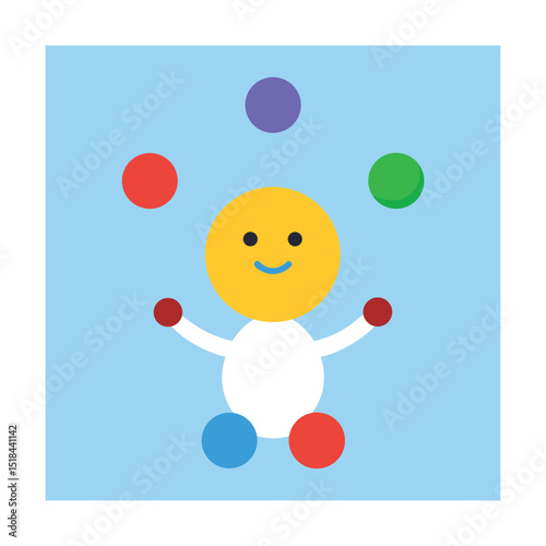 Emoticon Juggling Colorful Balls