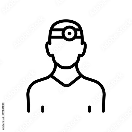 Portrait of ENT doctor outline icon. Otolaryngologist simple sign. Specialist treating diseases and pathologies of the ears, nose, throat. Vector illustration.