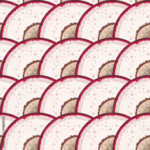 Malay apple slices tropical fruit seamless pattern vector illustration for textiles and fabric