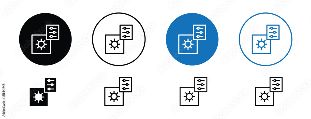 Set of 5 pixel perfect colored Edit Image Icon with 1 unexpanded, 1 silhouette, Icon showing editing tools for modifying photos or illustrations. Set of 5 pixel perfect colored Edit Image Icon with 1 unexpanded, 1 silhouette, Icon showing editing tools for modifying photos or illustrations.