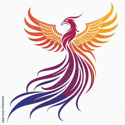 Abstract phoenix vibrant gradient colors vector illustration