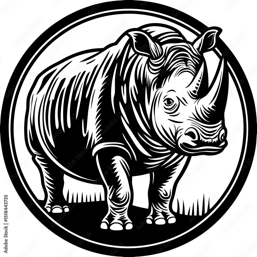 Fototapeta premium Rhino logo with thick powerful shapes vector illustration