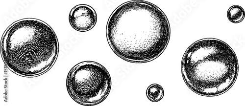 Vintage bubble collection engraving for design decor and art projects