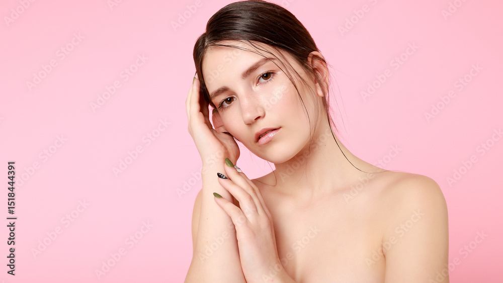 Beauty fashion model girl natural makeup with cute smile Beauty fashion model girl natural makeup with cute smile