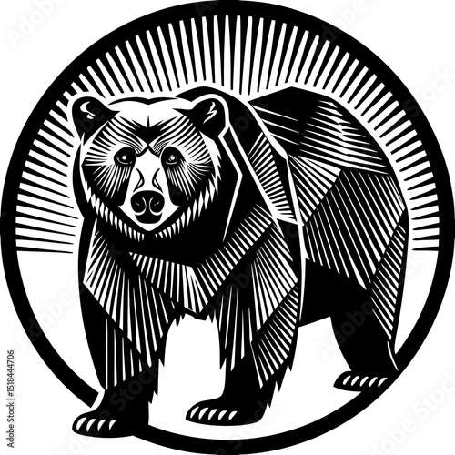 Polygonal Bear Bold Modern Logo Vector Illustration