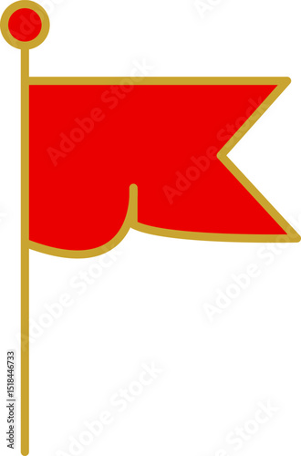 Royal flags icon set. Medieval banners and trophy luxury fantasy empty flags, medieval battle flag. Hanging fabric royal banner, pennant mockup, castle wall flags vector illustration.