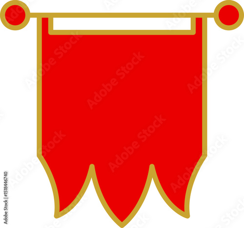 Royal flags icon set. Medieval banners and trophy luxury fantasy empty flags, medieval battle flag. Hanging fabric royal banner, pennant mockup, castle wall flags vector illustration.
