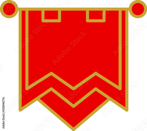 Royal flags icon set. Medieval banners and trophy luxury fantasy empty flags, medieval battle flag. Hanging fabric royal banner, pennant mockup, castle wall flags vector illustration.