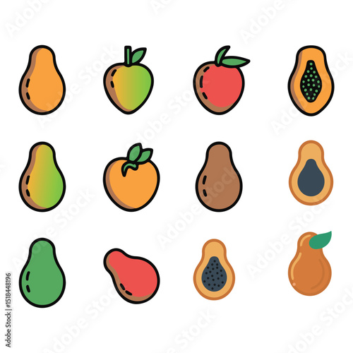 icon set of papaya.