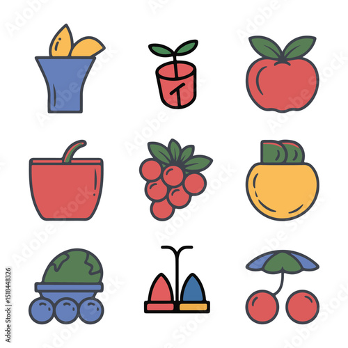 fruits and vegetables icons set