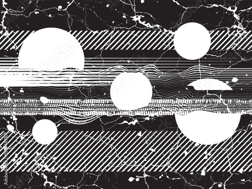 Glitch distorted geometric shape . Noise destroyed logo . Trendy defect error shapes . Glitched frame .Grunge textured . Distressed effect .Vector shapes with a halftone dots screen print texture.