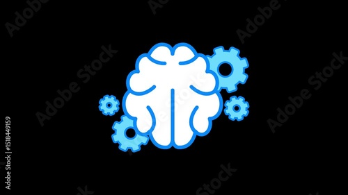 AI Thinking - Brain with Spinning Gear Inside, Ideal for educational technology, innovation, and futuristic data science visuals.