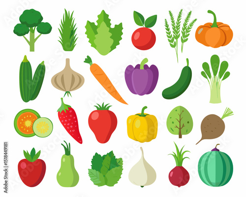 Colorful Circle of Fresh Fruits and Vegetables vibrant illustration various fruits vegetables arranged circular pattern fruits vegetables healthy food circle illustration food nutrition diet apple