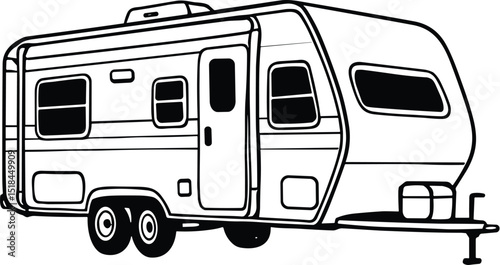Camp trailer vector black silhouette print design