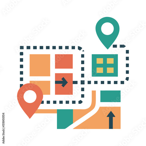 City route for delivery icon illustrating logistics with a modern and colorful design and copy space