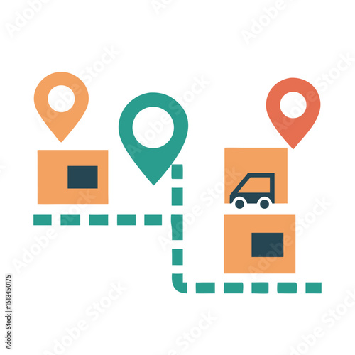 City route for delivery icon featuring logistics elements with a colorful and modern design and copy space - 2